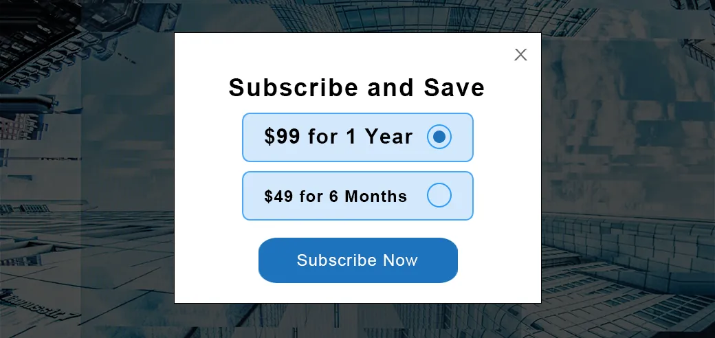 Example of a Paywall Popup for Subscription