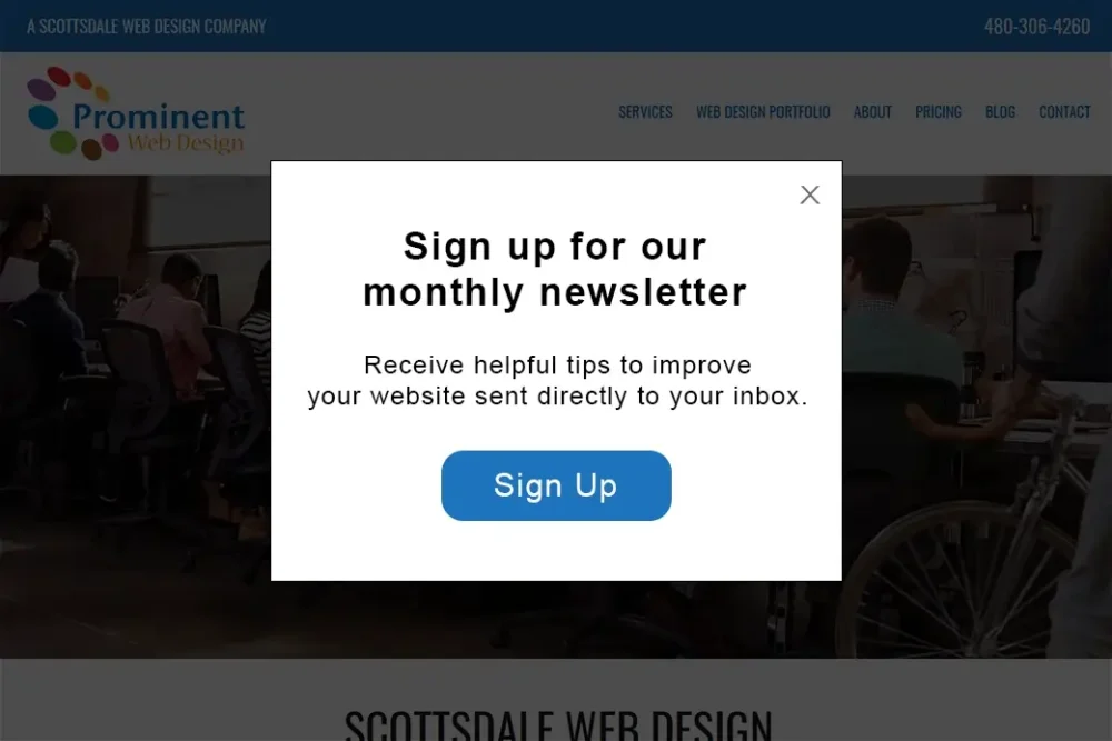 Example of a Newsletter Signup Popup