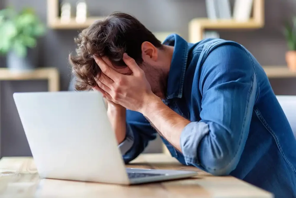 Frustrated man because website is down