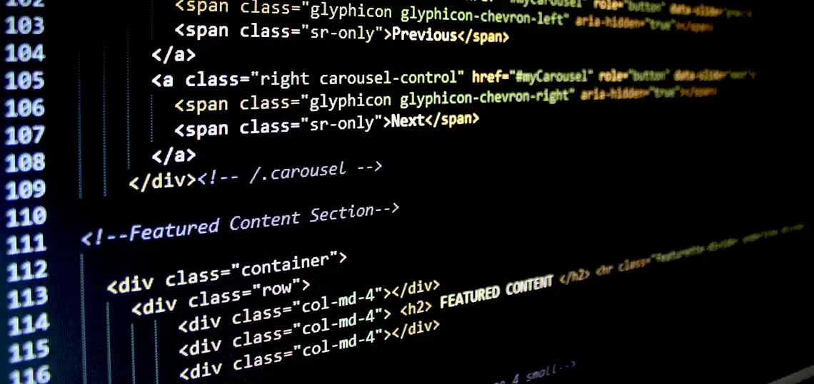 Website code on monitor