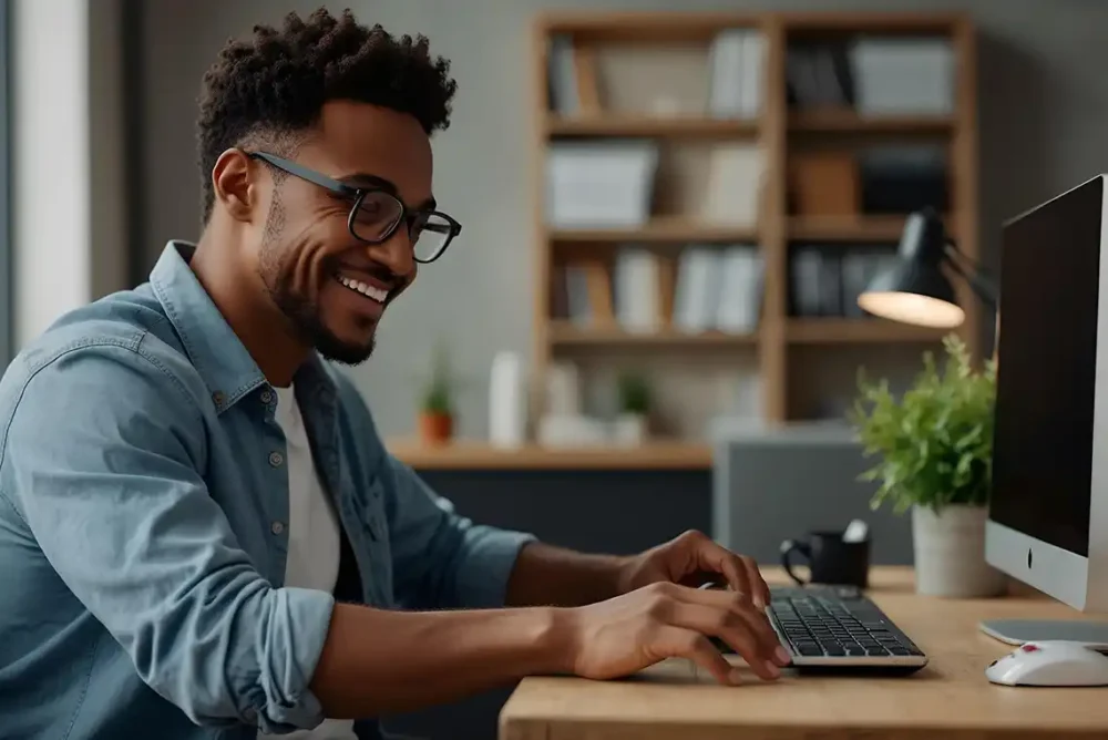 web developer in front of computer