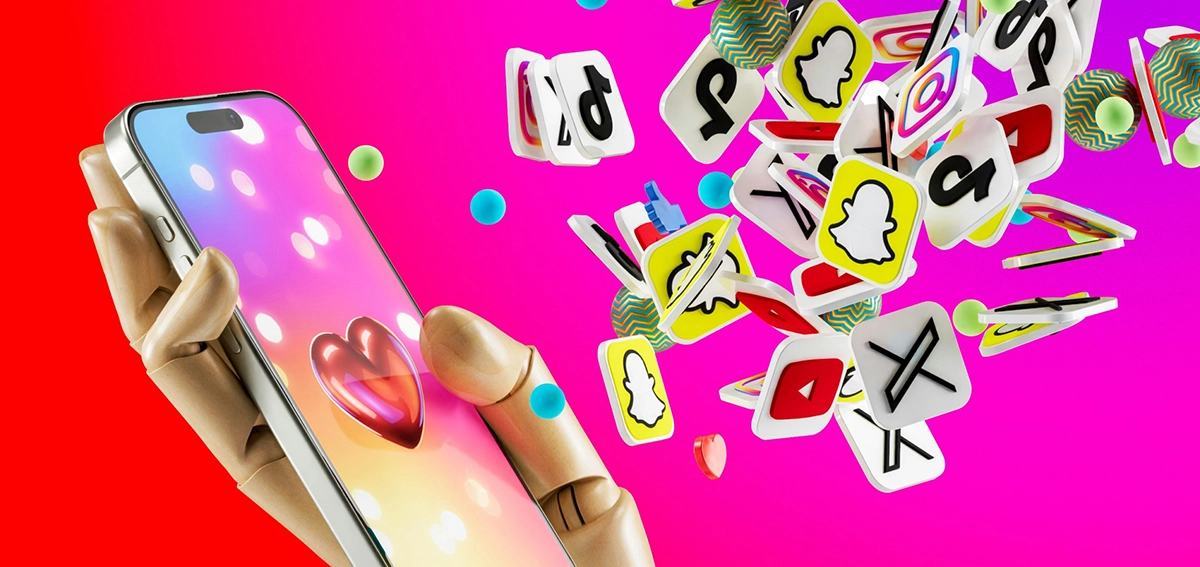 Social Media icon logos from smart phone