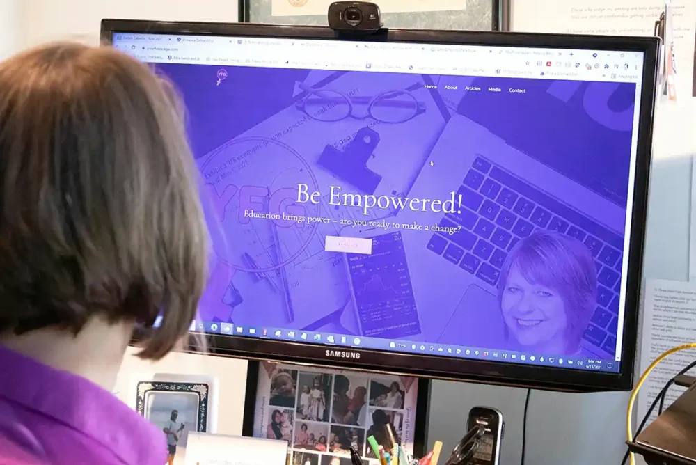 Woman in front of computer
