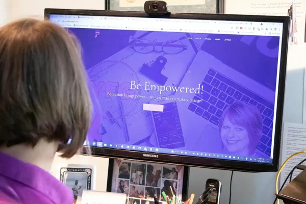 Woman in front of computer