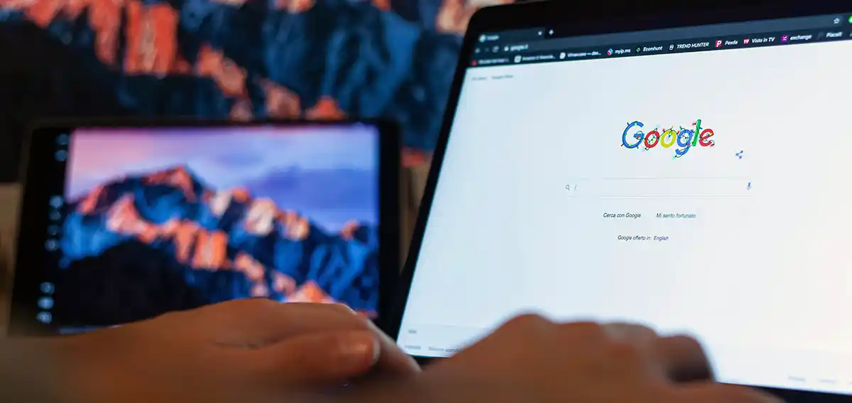 Google search on a laptop
