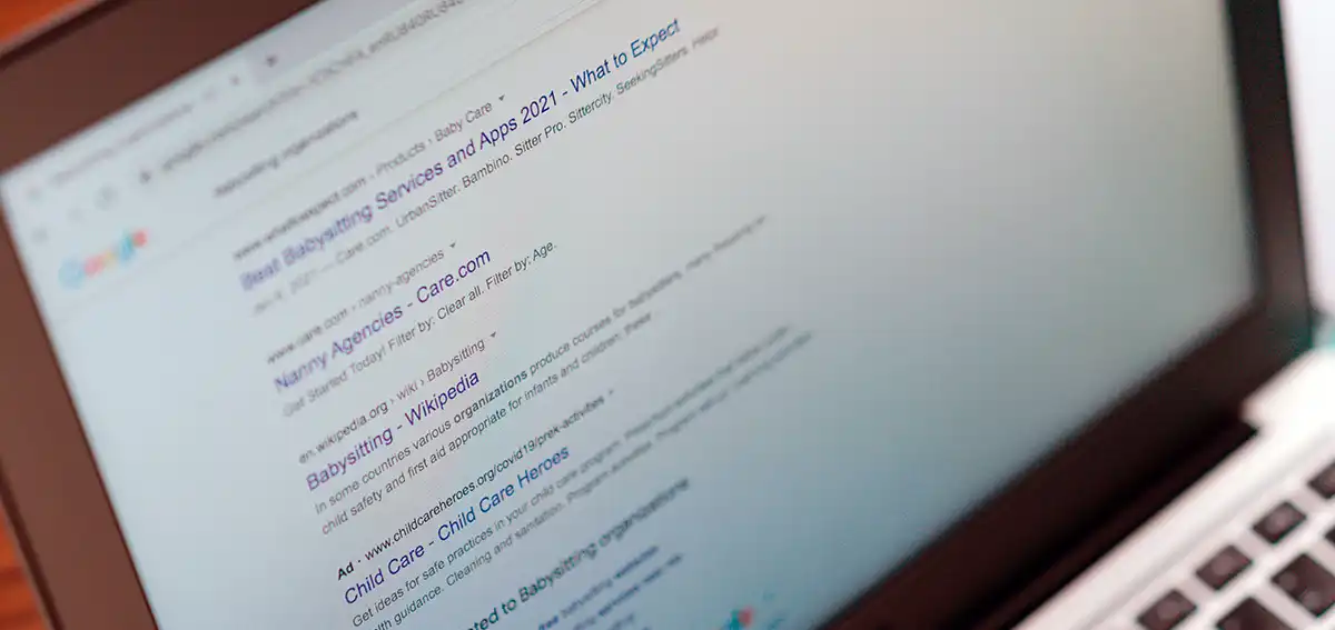 Google SERPs on laptop