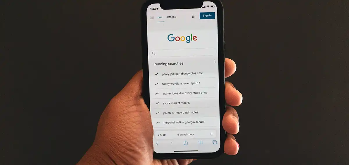 Google search results on a phone