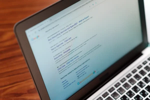 Google search results on laptop